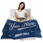customized indiana pacers grunge texture blue white blanket best selling