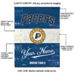 customized indiana pacers grunge texture blue white blanket best selling