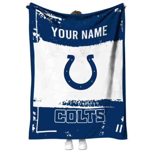customized indianapolis colts paint strokes blue white blanket best selling