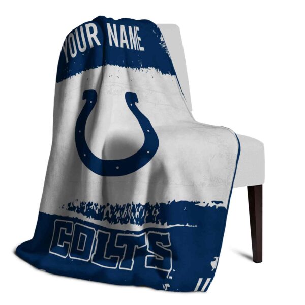 customized indianapolis colts paint strokes blue white blanket top rated
