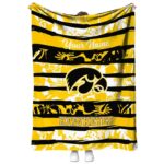 customized iowa hawkeyes floral stripes black white blanket best selling