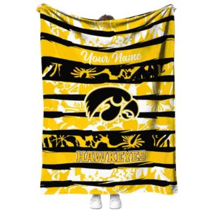 customized iowa hawkeyes floral stripes black white blanket best selling