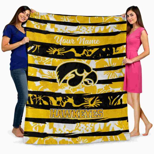 customized iowa hawkeyes floral stripes black white blanket fashion forward