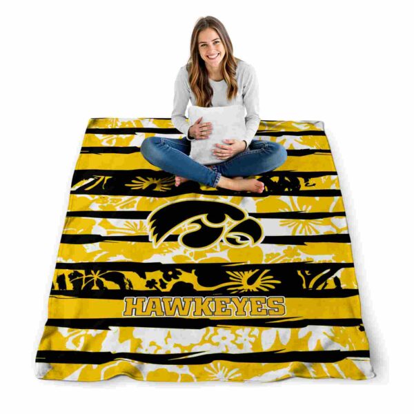customized iowa hawkeyes floral stripes black white blanket high quality
