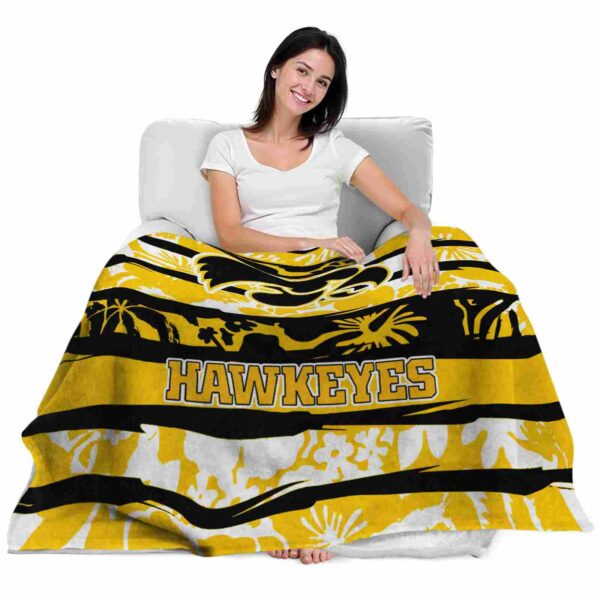 customized iowa hawkeyes floral stripes black white blanket latest model