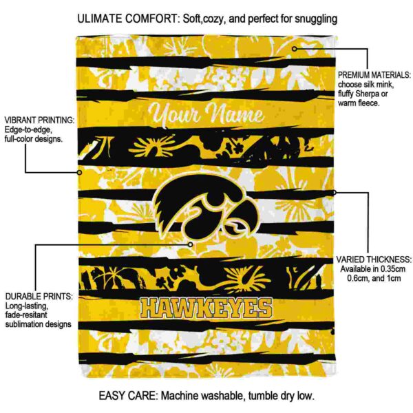 customized iowa hawkeyes floral stripes black white blanket new arrival