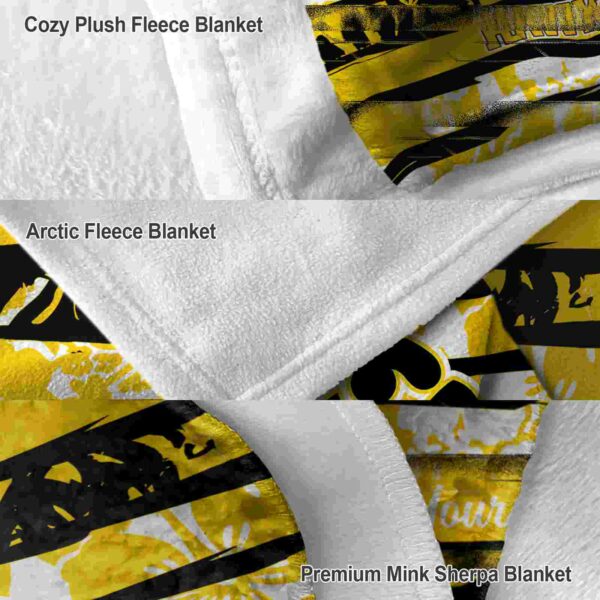 customized iowa hawkeyes floral stripes black white blanket premium grade