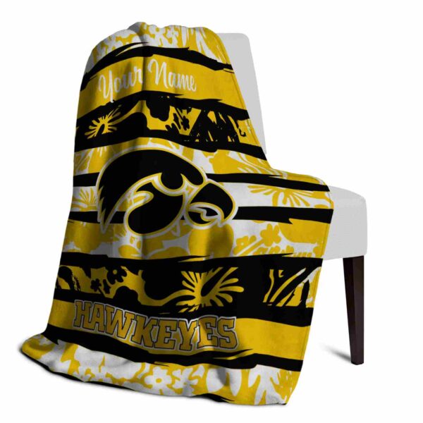 customized iowa hawkeyes floral stripes black white blanket top rated