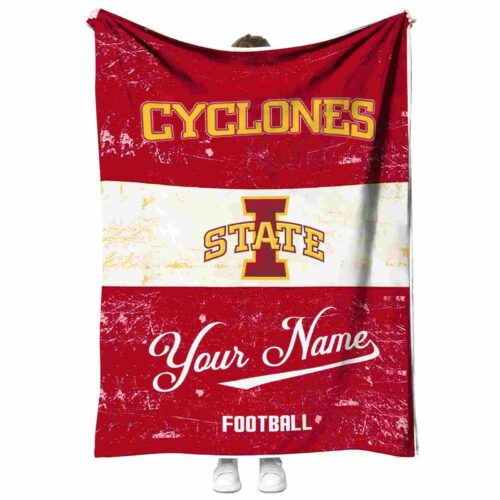 customized iowa state cyclones grunge texture red white blanket best selling