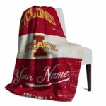 customized iowa state cyclones grunge texture red white blanket best selling