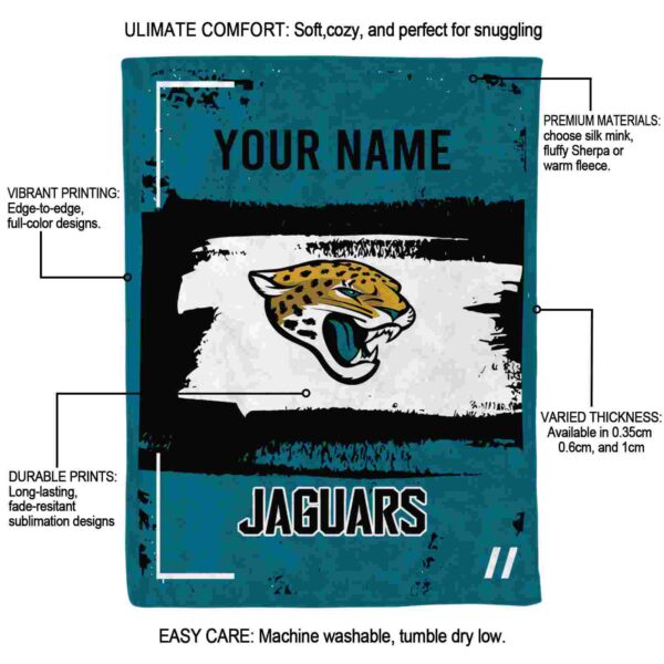 customized jacksonville jaguars paint strokes teal white blanket new arrival