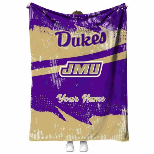 customized james madison dukes grunge streaks purple blanket best selling