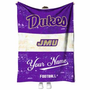 customized james madison dukes grunge texture purple white blanket best selling