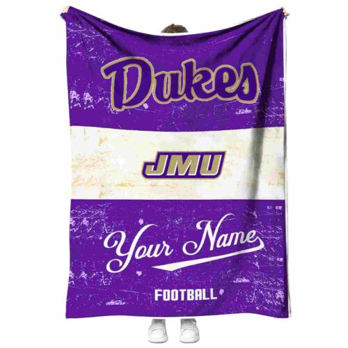 customized james madison dukes grunge texture purple white blanket best selling
