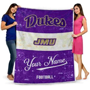customized james madison dukes grunge texture purple white blanket fashion forward