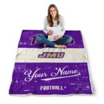 customized james madison dukes grunge texture purple white blanket best selling