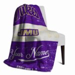 customized james madison dukes grunge texture purple white blanket best selling