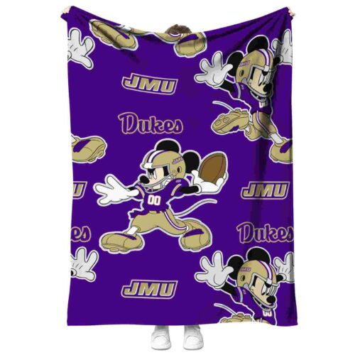 customized james madison dukes mickey purple blanket best selling