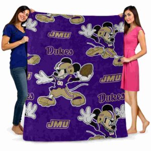 customized james madison dukes mickey purple blanket fashion forward