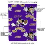 customized james madison dukes mickey purple blanket best selling