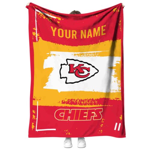 customized kansas city chiefs paint strokes red white blanket best selling
