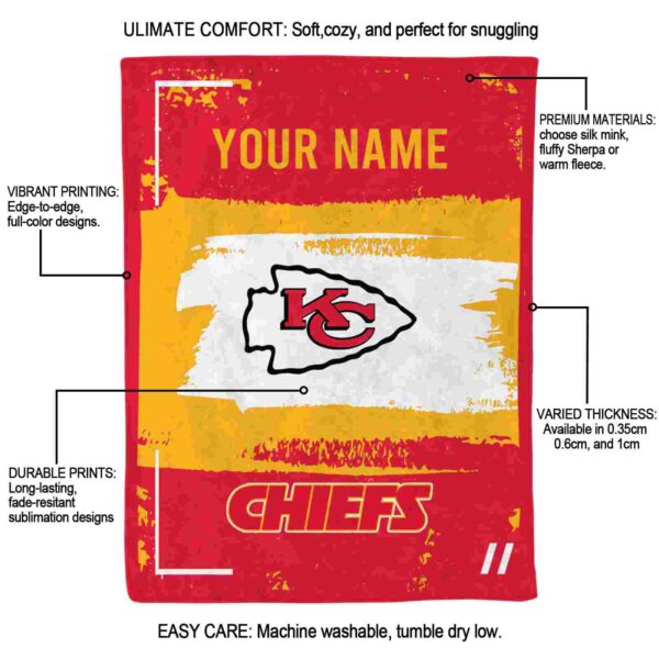 customized kansas city chiefs paint strokes red white blanket new arrival