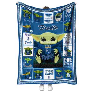 customized kansas city royals baby yoda royal blue blanket best selling
