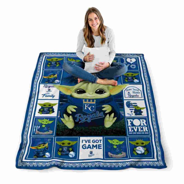 customized kansas city royals baby yoda royal blue blanket high quality