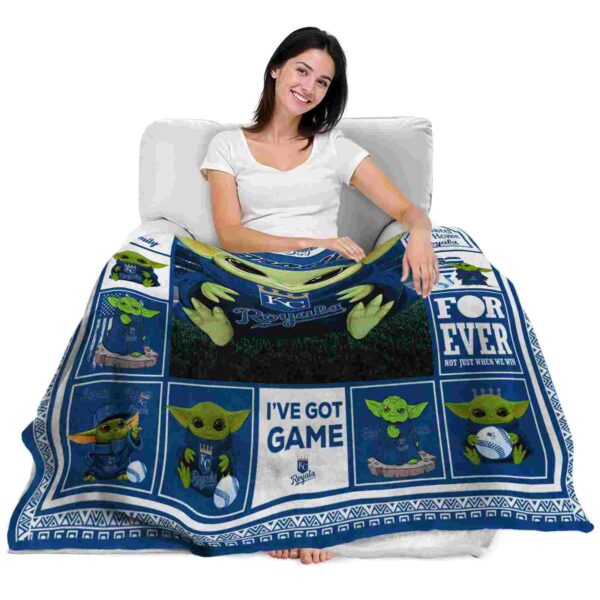 customized kansas city royals baby yoda royal blue blanket latest model