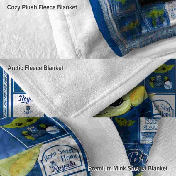 customized kansas city royals baby yoda royal blue blanket premium grade