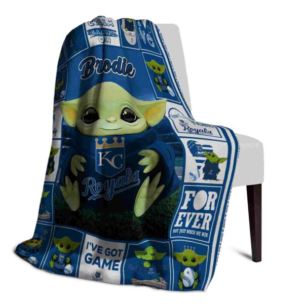 customized kansas city royals baby yoda royal blue blanket top rated