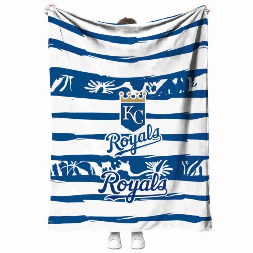 customized kansas city royals floral stripes royal blue white blanket best selling