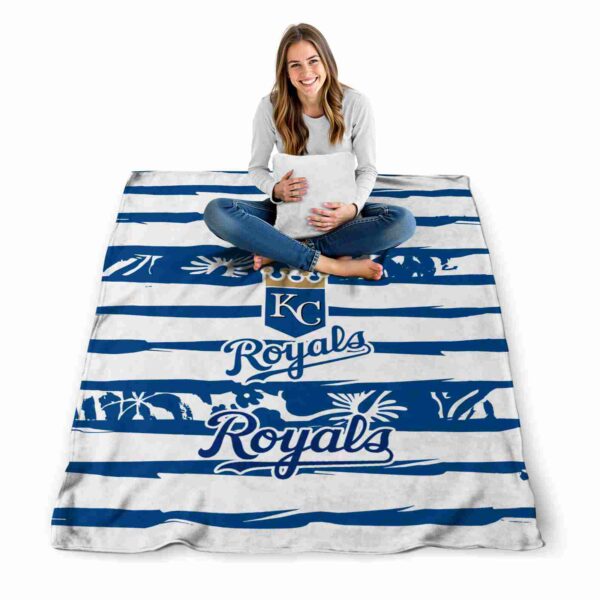 customized kansas city royals floral stripes royal blue white blanket high quality