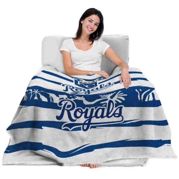 customized kansas city royals floral stripes royal blue white blanket latest model