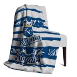 customized kansas city royals floral stripes royal blue white blanket top rated