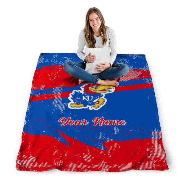 customized kansas jayhawks grunge streaks blue blanket high quality