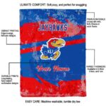 customized kansas jayhawks grunge streaks blue blanket new arrival