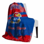 customized kansas jayhawks grunge streaks blue blanket top rated