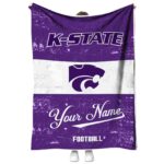 customized kansas state wildcats grunge texture purple white blanket best selling