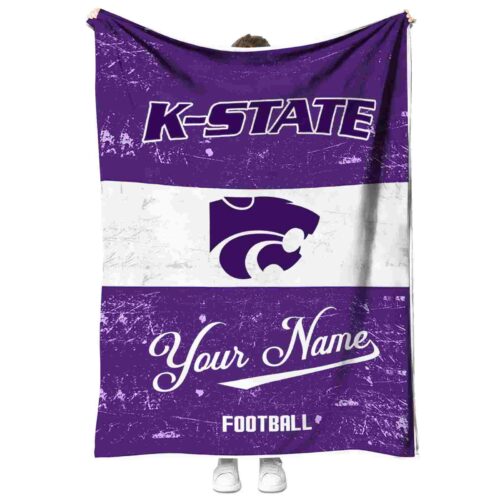 customized kansas state wildcats grunge texture purple white blanket best selling