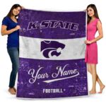 customized kansas state wildcats grunge texture purple white blanket best selling