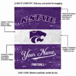 customized kansas state wildcats grunge texture purple white blanket best selling