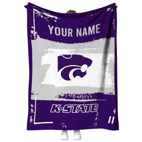 customized kansas state wildcats paint strokes purple white blanket best selling