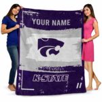 customized kansas state wildcats paint strokes purple white blanket best selling