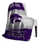 customized kansas state wildcats paint strokes purple white blanket best selling