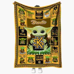 customized kennesaw state owls baby yoda gold blanket best selling