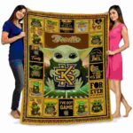 customized kennesaw state owls baby yoda gold blanket best selling