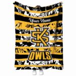 customized kennesaw state owls floral stripes gold white blanket best selling