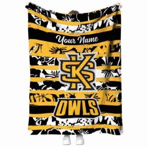 customized kennesaw state owls floral stripes gold white blanket best selling
