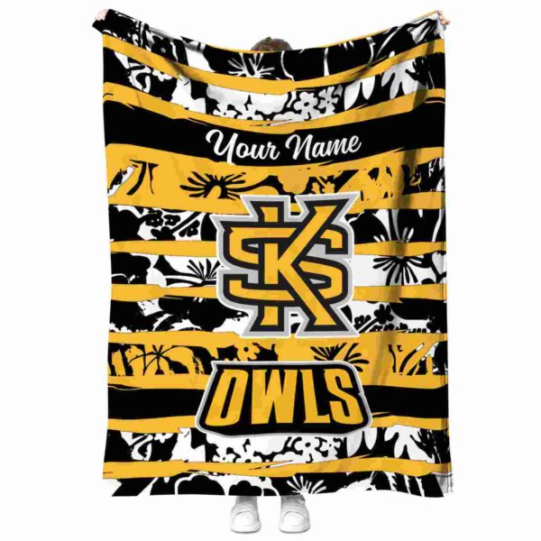 customized kennesaw state owls floral stripes gold white blanket best selling